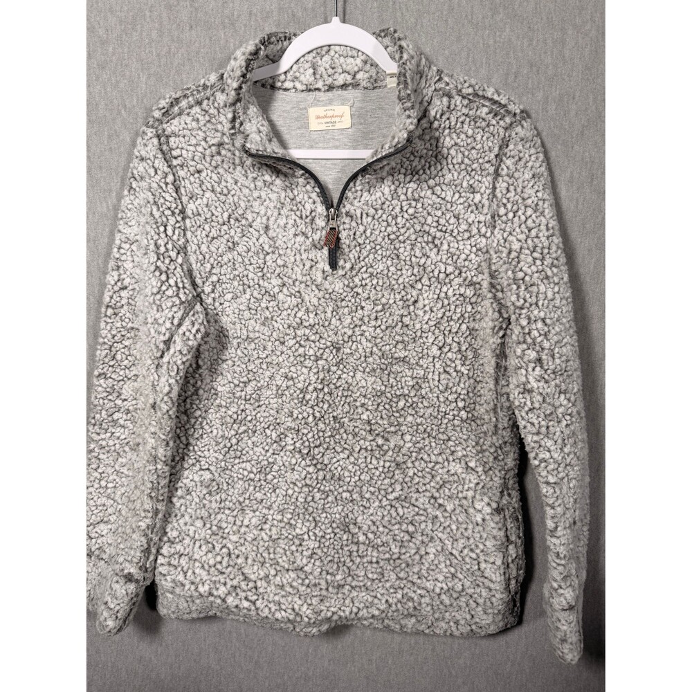 Weatherproof Vintage Women's S/CH Sherpa Fleece Pullover 1/4 Zip Sweater Gray
